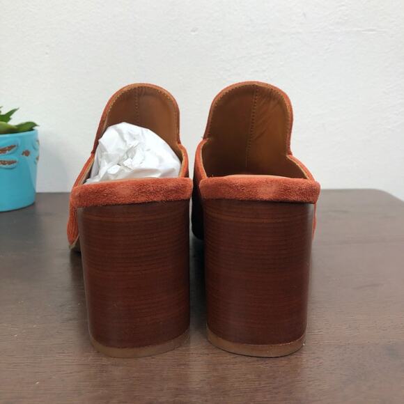 NEW Aquatalia Elaina Corduroy Suede Open Toe Slip On Mules in Rust Women's Sz 8 - Picture 5 of 9